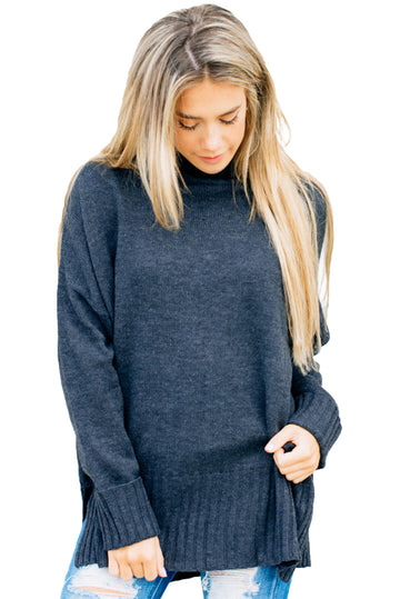 Pulover casual cu guler inalt si croiala lejera A749-4