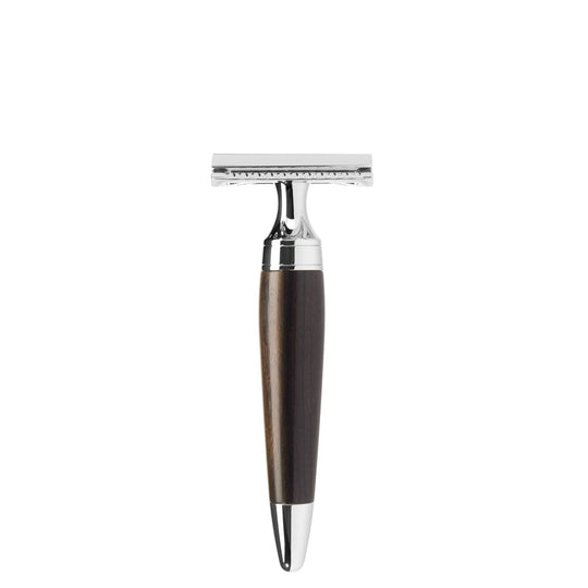 Κλασική ξυριστική μηχανή Safety Razor με λαβή από αφρικανικό ξύλο blackwood και κλειστή κεφαλή χτένας Stylo R 75 SR