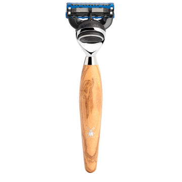 Ξυριστική μηχανή συμβατή με Gillette Fusion και λαβή από ξύλο ελιάς R 870 F
