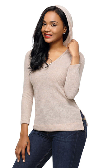 Bluza tricotata accesorizata cu gluga BL966-813