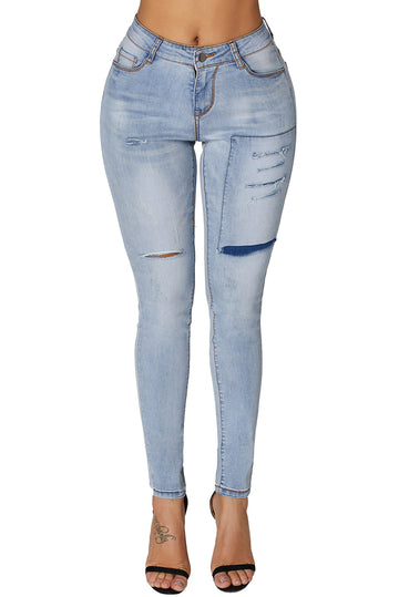 G677-411 Skinny τζιν με διακοσμητικά σκισίματα