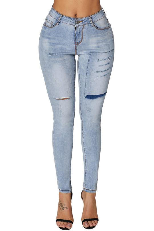 G677-411 Skinny τζιν με διακοσμητικά σκισίματα