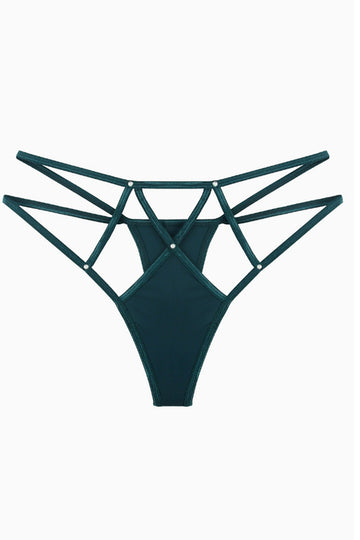 Στρινγκ Strappy Glam με Στρας, Σκούρο Πράσινο, GS1307-123
