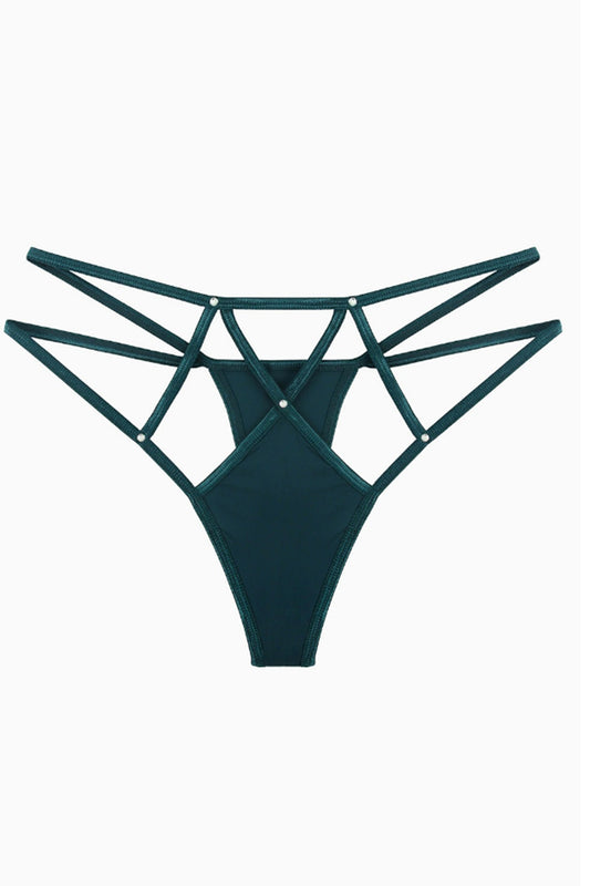 Στρινγκ Strappy Glam με Στρας, Σκούρο Πράσινο, GS1307-123