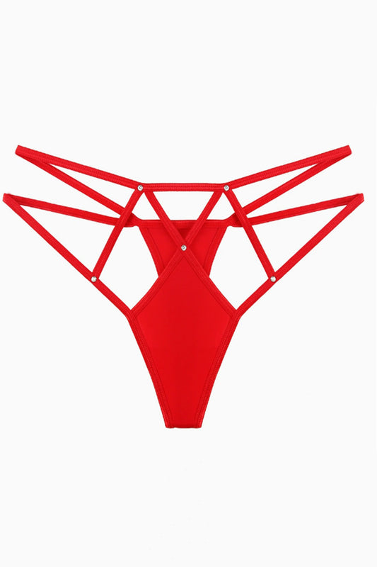 Σλιπ Στρινγκ Strappy Glam με Στρας, Κόκκινο, GS1307-3
