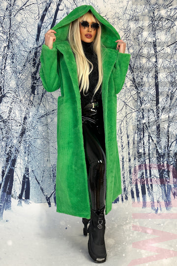 Παλτό OVERSIZE από μαλακό και χνουδωτό ύφασμα με ενσωματωμένη κουκούλα H732-12