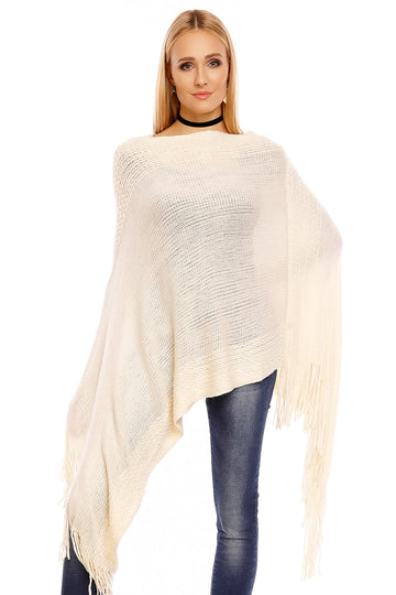 Cardigan tip poncho accesorizat cu franjuri K553-221
