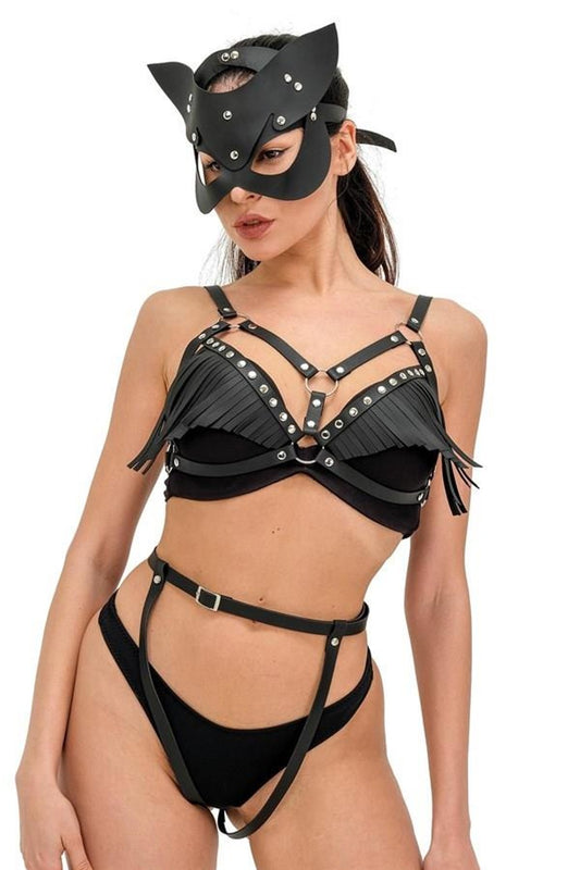 Σετ 3 τεμαχίων εσωρούχων φετίχ Cat Woman K851-1