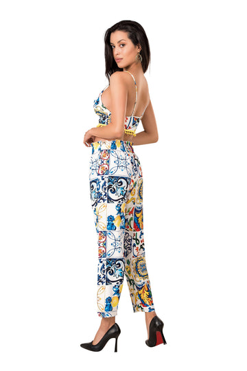 Set 2 piese lenjerie tip pijama din top tip sutien si pantaloni lungi L830-100