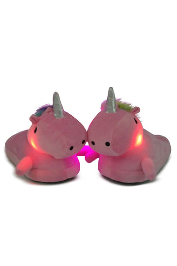 Papuci pufosi de casa in forma de unicorn cu leduri PC6A-55