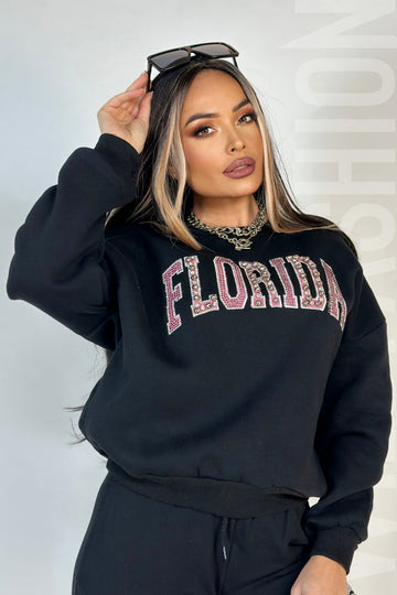Μπλουμαρίν φόρεμα από βαμβάκι με τύπωμα FLORIDA διακοσμημένο με στρας N881-44