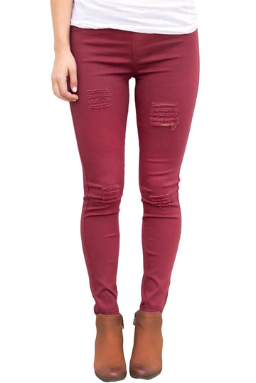 Pantaloni din denim cu taieturi si buzunare Q696-81