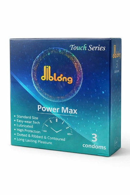 DIBLONG Power Max – Ανάγλυφα και Λιπαντικά Προφυλακτικά από Φυσικό Λάτεξ, 52 ± 2 mm, 3 τεμ., SPL23 SPL23-00