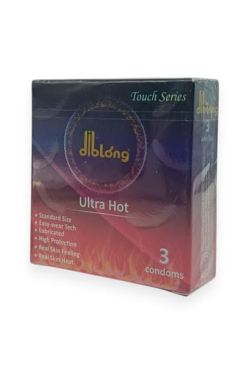 DIBLONG Ultra Hot – Λεπτά Προφυλακτικά με Θερμαντικό Εφέ, Λιπαντικά, 52 ± 2 mm, 3 τεμ, SPL24 SPL24-00