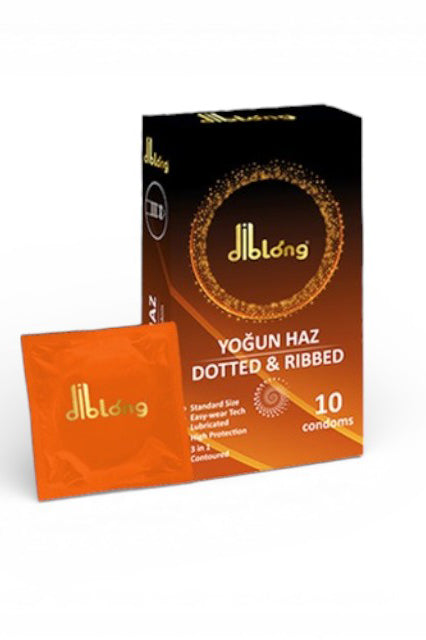 DIBLONG Dotted & Ribbed – Ανάγλυφα προφυλακτικά με τελείες και ραβδώσεις, λιπαντικά, 52 ± 2 mm, 10 τεμ., SPL28 SPL28-00