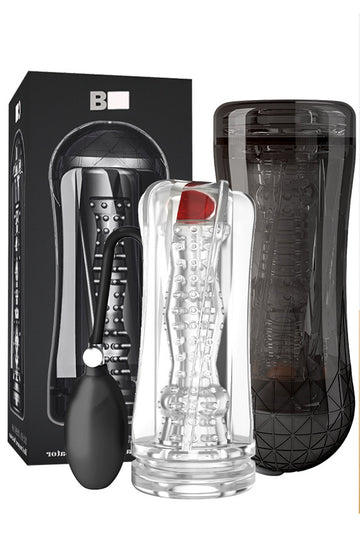 Masturbator tip cupa cu pompa de umflare si bila vibratoare, Incolor TOY314A-00