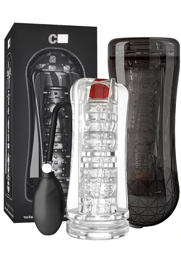 Masturbator tip cupa cu pompa de umflare si bila vibratoare, Incolor TOY314B-00