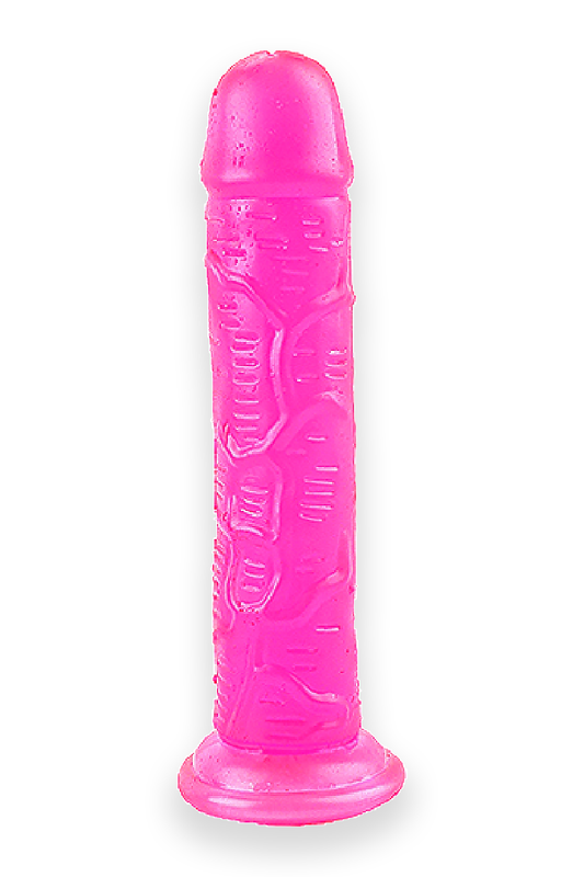 FlexReal – Dildo Realistic Flexibil cu Striații și Ventuză, 18 cm, Fuchsia
