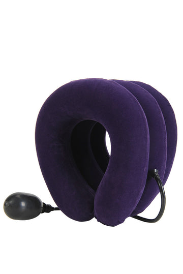 Φουσκωτό μαξιλάρι αυχένα τύπου αυχενικού κολάρου, ρυθμιζόμενο καθ' ύψος - επιμήκυνση, για διόρθωση της σπονδυλικής στήλης και ανακούφιση από τον αυχενικό πόνο, Μωβ TOY431-11