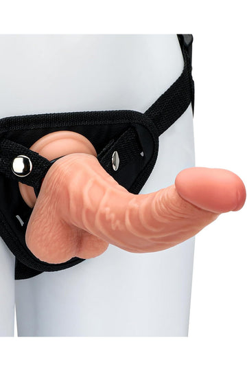 Strap-On με ρεαλιστικό dildo με ραβδώσεις και βεντούζα, Nude, TOY466-5