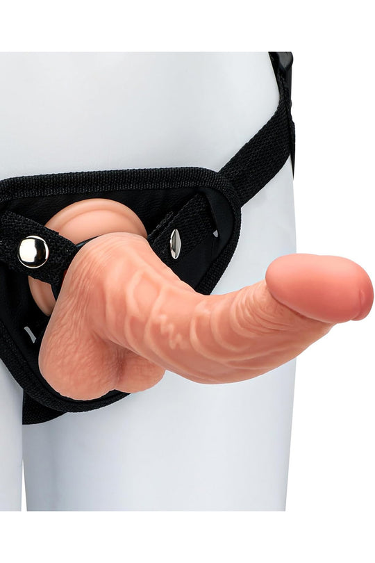 Strap-On με ρεαλιστικό dildo με ραβδώσεις και βεντούζα, Nude, TOY466-5