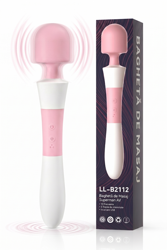 Velvet Wand Max – Υπέροχος Δονητής Μασάζ τύπου Ράβδου, Βαθιά Διέγερση και Εργονομικός Σχεδιασμός, Ροζ+Λευκό, TOY616-225