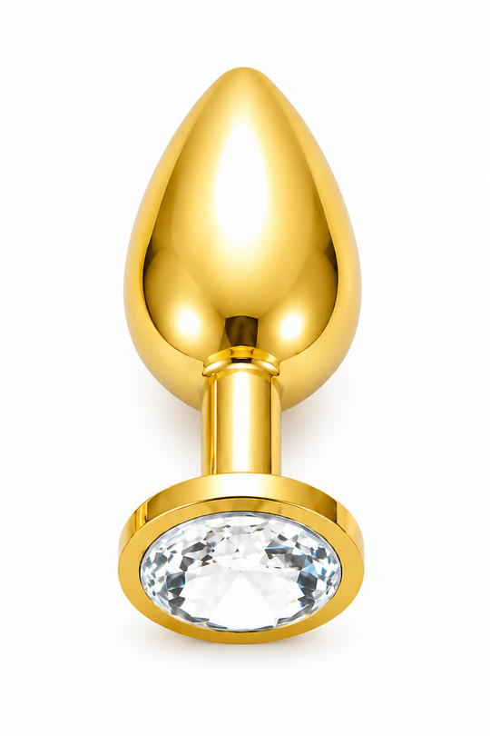Dop Anal Metalic Auriu Cu Cristal Decorativ, Disponibil În 3 Mărimi S/M/L, TOY640-7