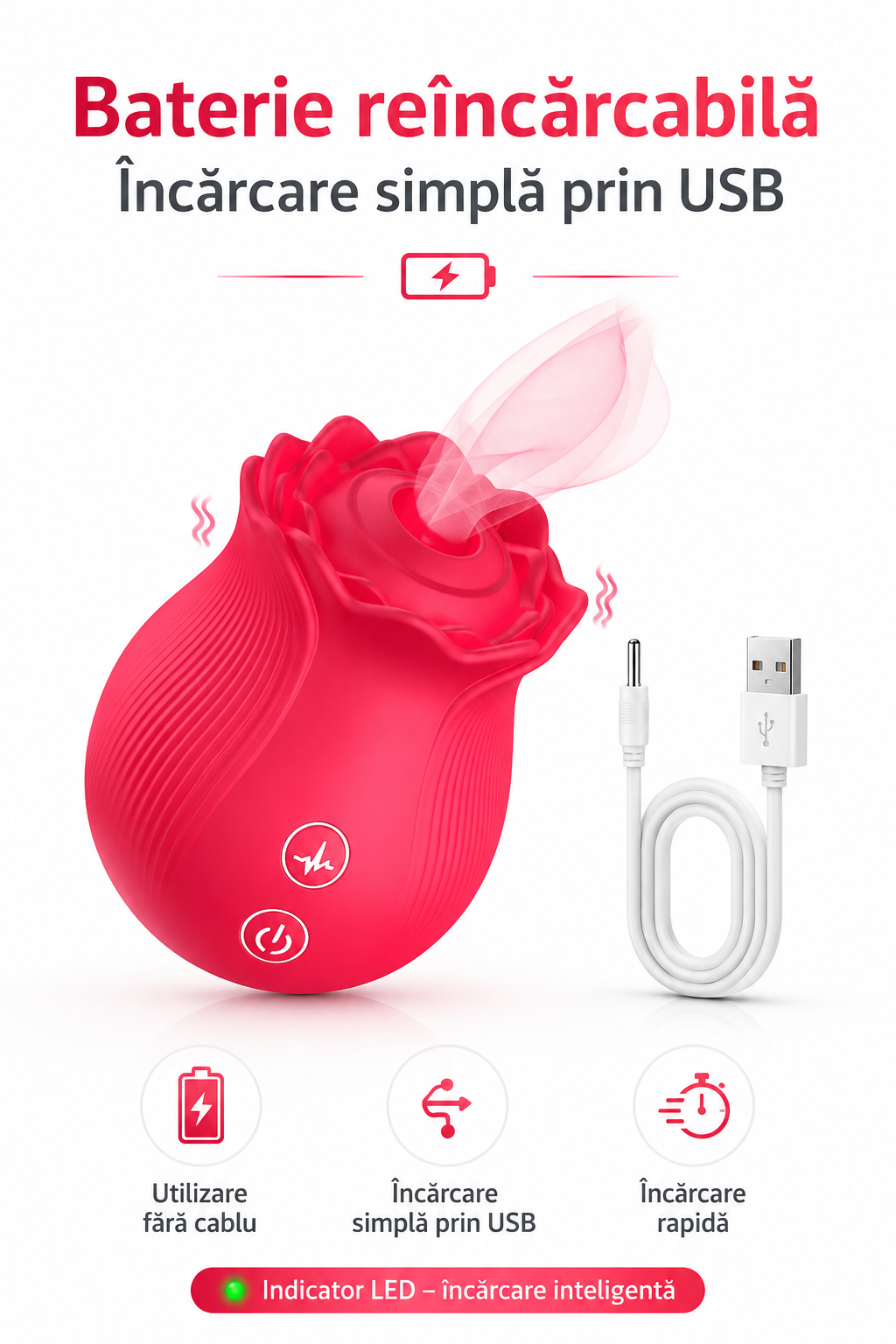 Stimulator intim ușor de curățat și prezentat ca rezistent la apă