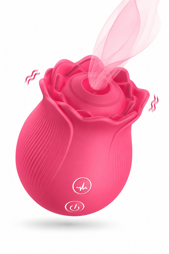 RosePulse Duo – Stimulator în Formă de Trandafir cu Sucțiune și Vibrații Multiple, Reîncărcabil USB - Roz,  TOY645-5