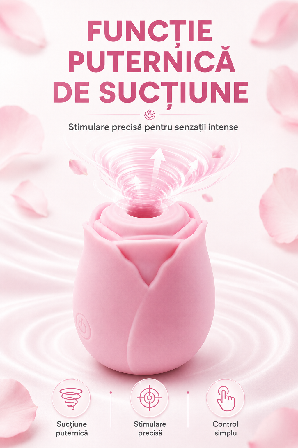 RosePulse Mini cu funcție puternică de sucțiune și multiple moduri de vibrație pentru stimulare intensă