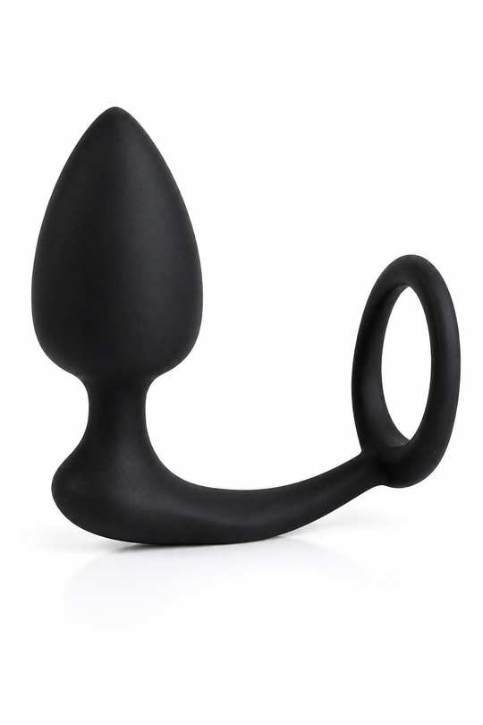 Apex Ring Pro – Πρωκτικό βύσμα για τη διέγερση του προστάτη με δακτύλιο υποστήριξης της στύσης, premium σιλικόνη, Μαύρο, TOY647-1