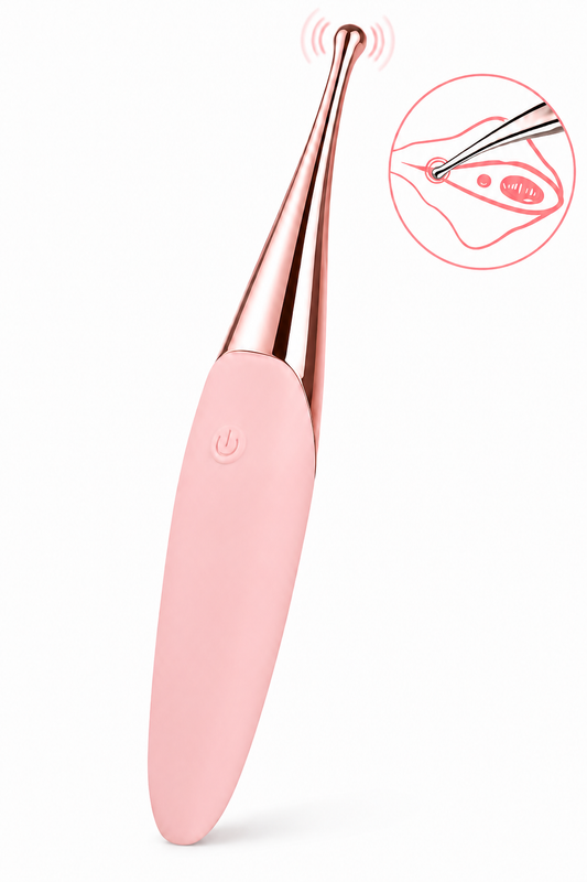 🌸 Velora Curve Touch prezentat pe fundal alb, evidențiind designul curbat, vârful metalic și forma ergonomică pentru stimulare precisă.