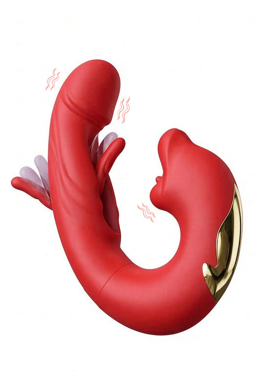 🌹 Vibrator 3-în-1 Red Passion cu design ergonomic, culoare visiniu pasional.