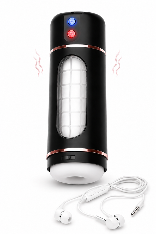 PressureGrip Pro – Masturbator Interactiv cu Presiune Manuală, 10 Moduri de Vibrație și 4 Moduri Audio, TOY667-1
