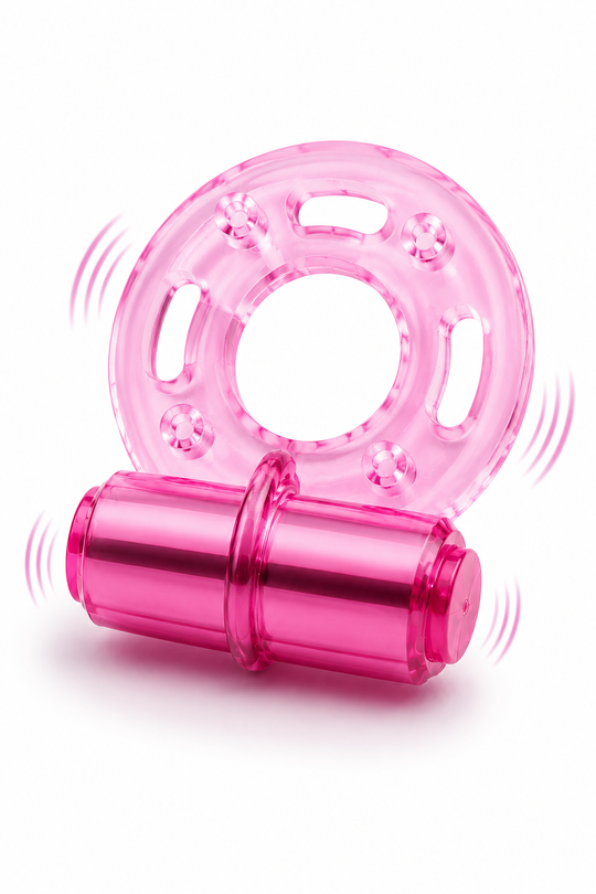 PulseGrip Mini – Inel Vibrator Din Silicon Cu Vibrații Puternice și Textură Stimulatoare, Roz, TOY676-5