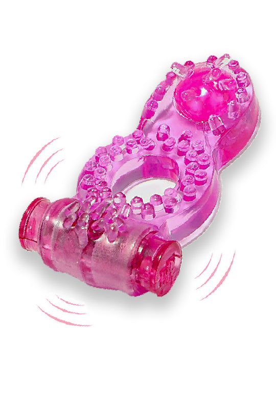 PulseGrip Duo – Inel Vibrator Din Silicon Cu Vibrații Puternice și Bilă Stimulatoare, Roz, TOY677-5