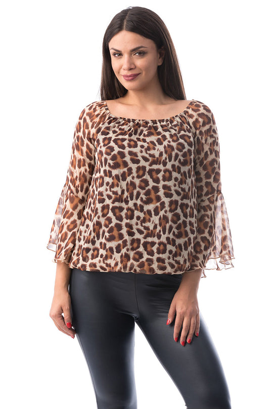 Ελαφριά μπλούζα με animal print X734-99