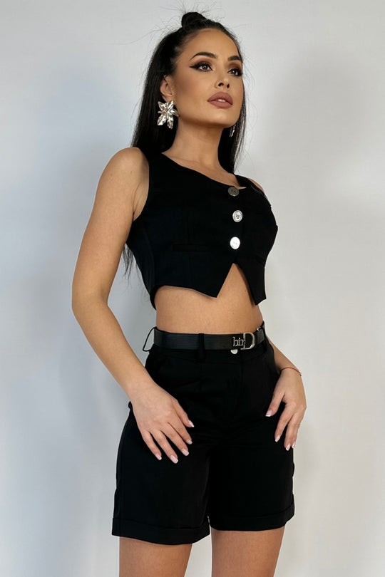 Casual σετ που αποτελείται από κλασικό κοντό γιλέκο και σορτς Y642-1