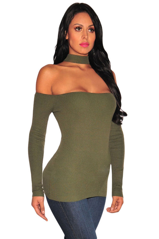 Σέξι μπλούζα με ανοιχτούς ώμους και λαιμό choker BL846-12