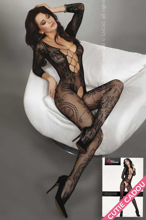 Ελαστικό κορμάκι διχτυωτό με σχέδια - Livia Corsetti LIV416-1