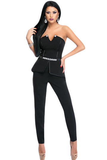 M460-1 Ολόσωμη κομψή φόρμα, διακοσμημένη με peplum και πέτρες