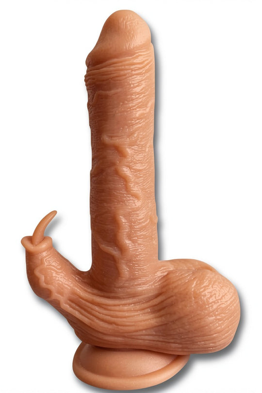 Υπερρεαλιστικό δονητικό διπλό ντίλντο με τηλεσκοπικές, περιστροφικές και δονητικές λειτουργίες, για κολπική και κλειτοριδική διέγερση, Nude, TOY550-152
