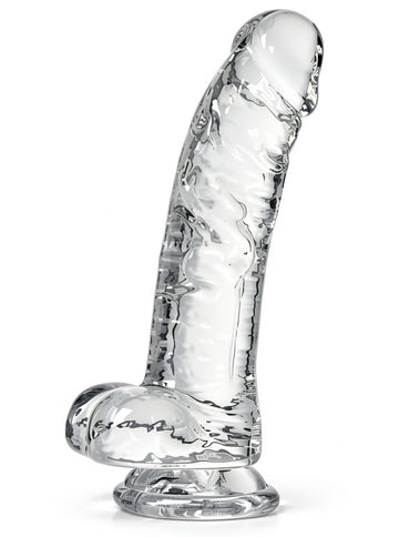 Ρεαλιστικό Dildo με Ραβδώσεις και Βεντούζα, Διαφανές Σιλικόνης, TOY338-00