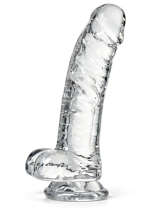 Ρεαλιστικό Dildo με Ραβδώσεις και Βεντούζα, Διαφανές Σιλικόνης, TOY338-00