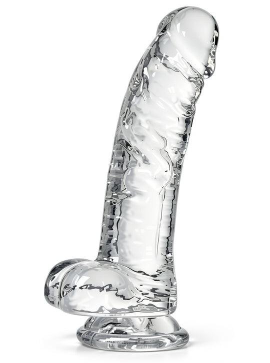Ρεαλιστικό Dildo με Ραβδώσεις και Βεντούζα, Διαφανές Σιλικόνης, TOY338-00