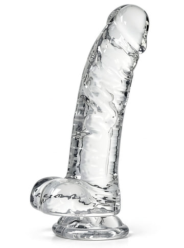 Ρεαλιστικό Dildo με Ραβδώσεις και Βεντούζα, Διαφανές Σιλικόνης, TOY338-00