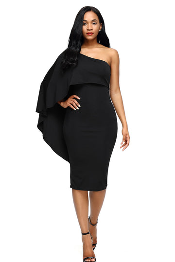 Rochie conica model pe un umar accesorizata Y533-1