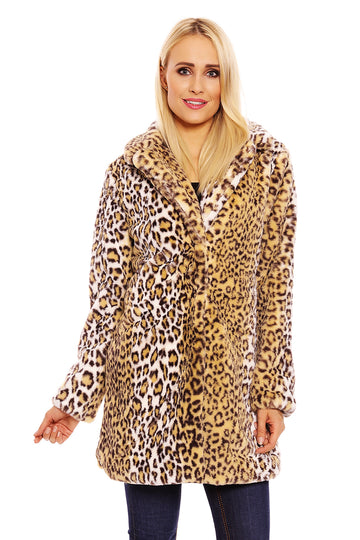 Παλτό με τσέπες και animal print B431-99