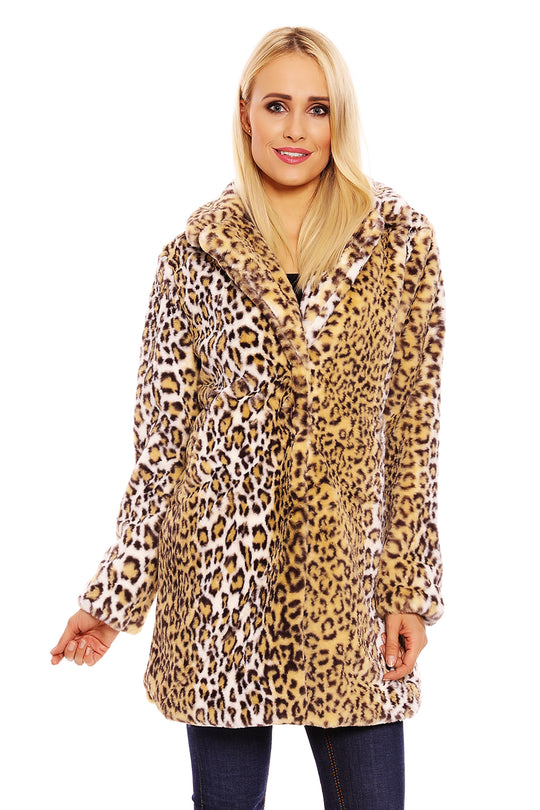 Παλτό με τσέπες και animal print B431-99
