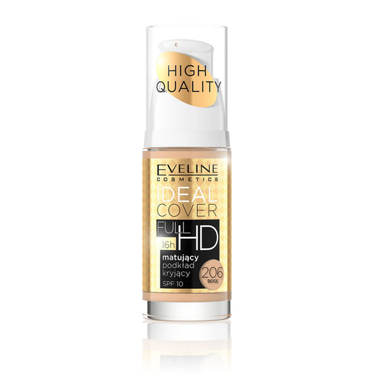 Eveline Ideal Cover Full HD Matt Make Up No. 206 Μπεζ 30 ml
